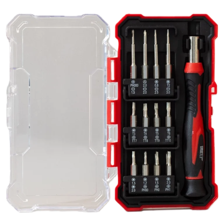 24-Piece Precision Repair Screwdriver Set Red Storage Case