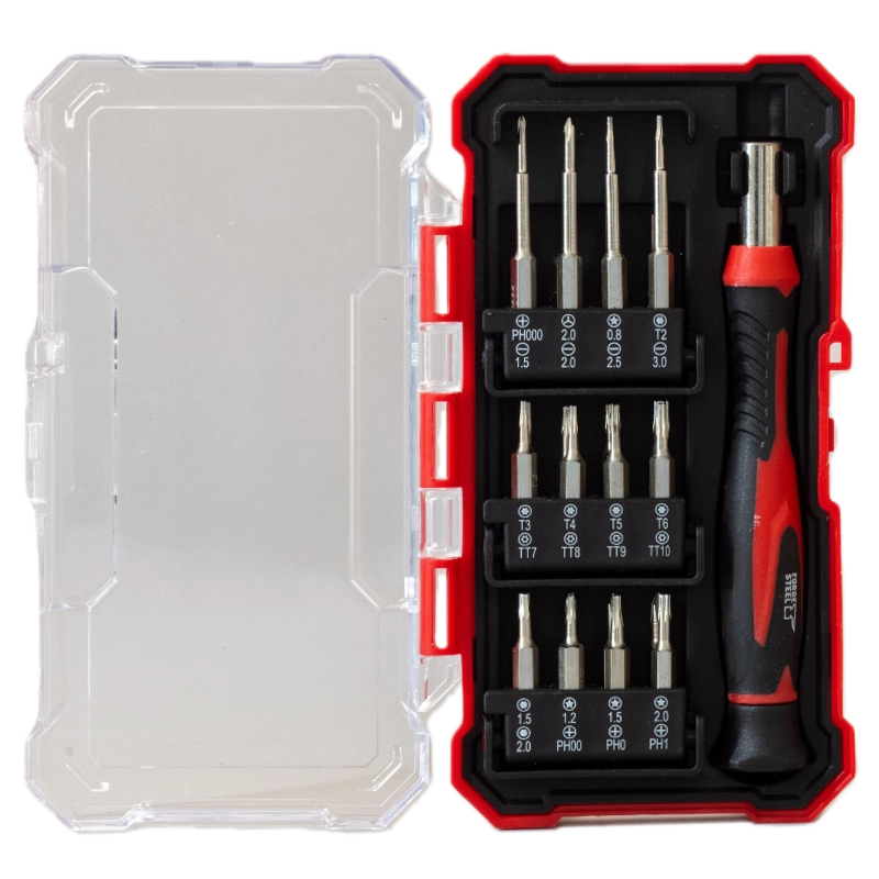 24-Piece Precision Repair Screwdriver Set Red Storage Case