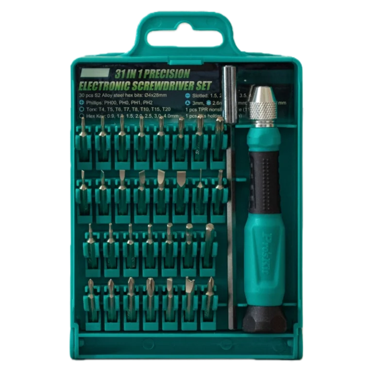 31-in-1 Precision Electronics Screwdriver Set Green Storage Case
