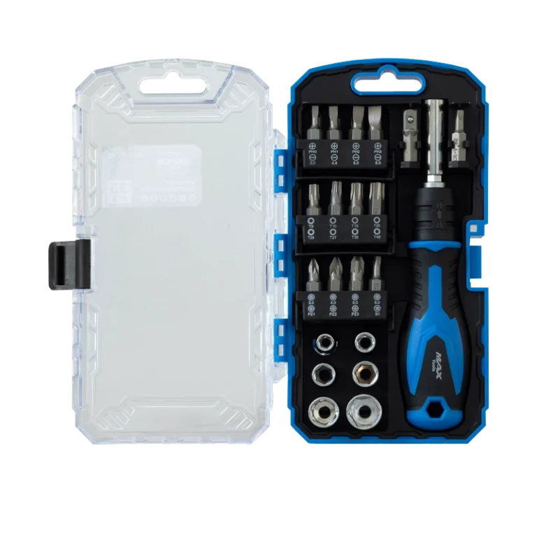 33-Piece Precision Screwdriver Bit Set Blue Storage Case