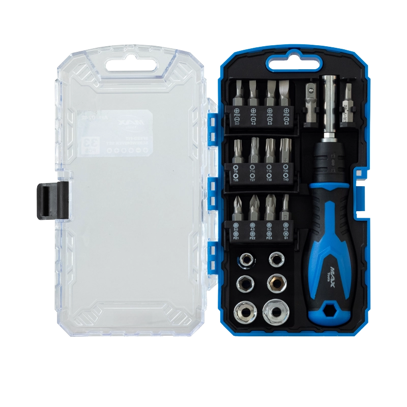 33-Piece Precision Screwdriver Bit Set Blue Storage Case