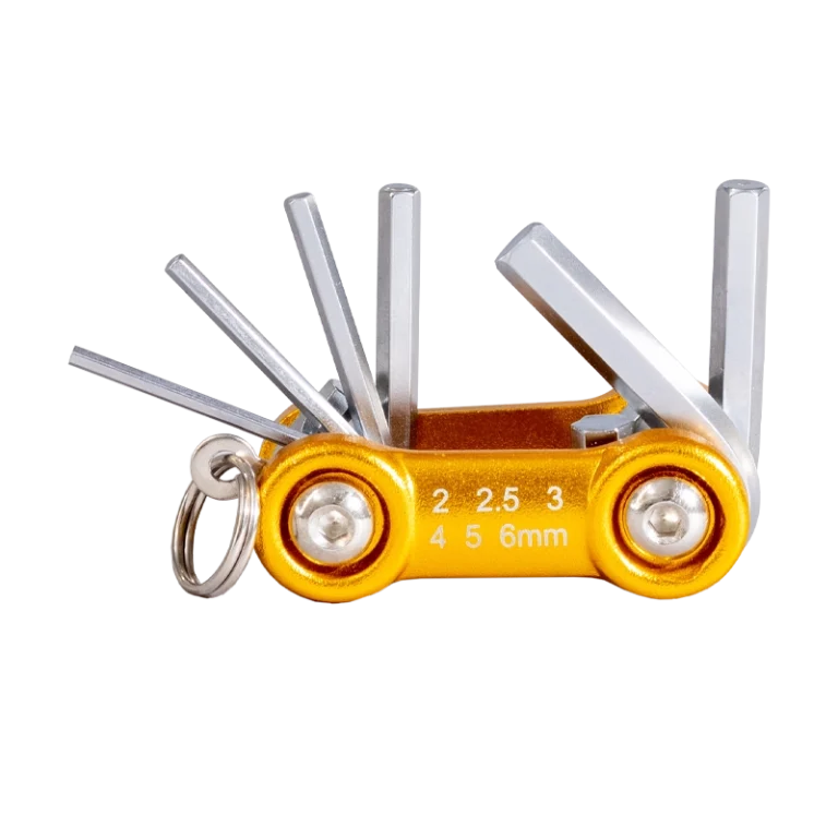6-Piece Folding Hex Key Set with Keychain ΓÇô Gold Handle