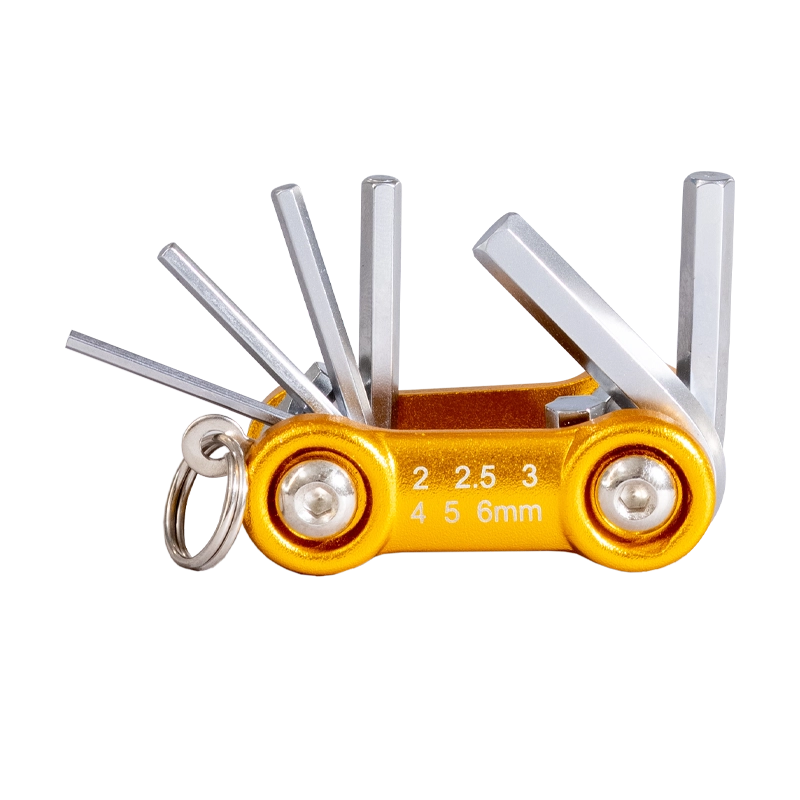 6-Piece Folding Hex Key Set with Keychain ΓÇô Gold Handle