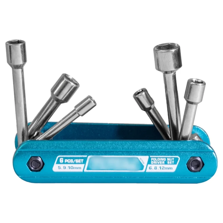 6-Piece Folding Nut Driver Set ΓÇô Blue Aluminum Handle