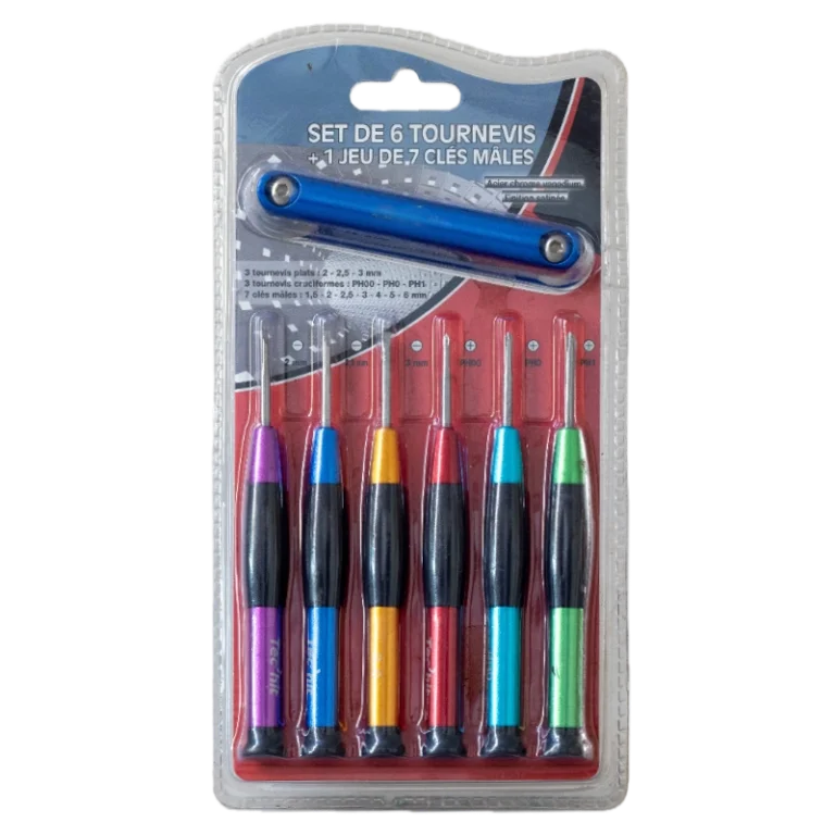 6-Piece Precision Screwdriver Set with 7-Key Folding Hex Set