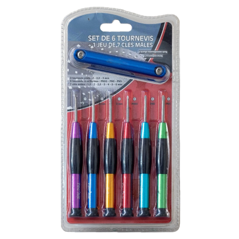 6-Piece Precision Screwdriver Set with 7-Key Folding Hex Set