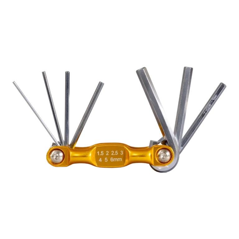 7-Piece Folding Hex Key Set ΓÇô Gold Handle