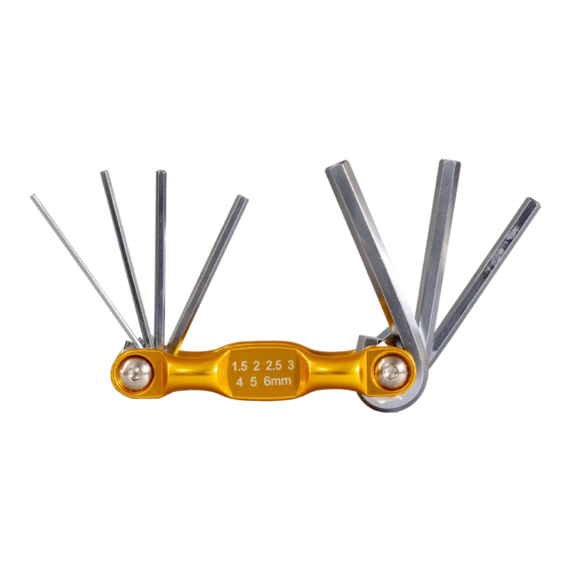 7-Piece Folding Hex Key Set ΓÇô Gold Handle
