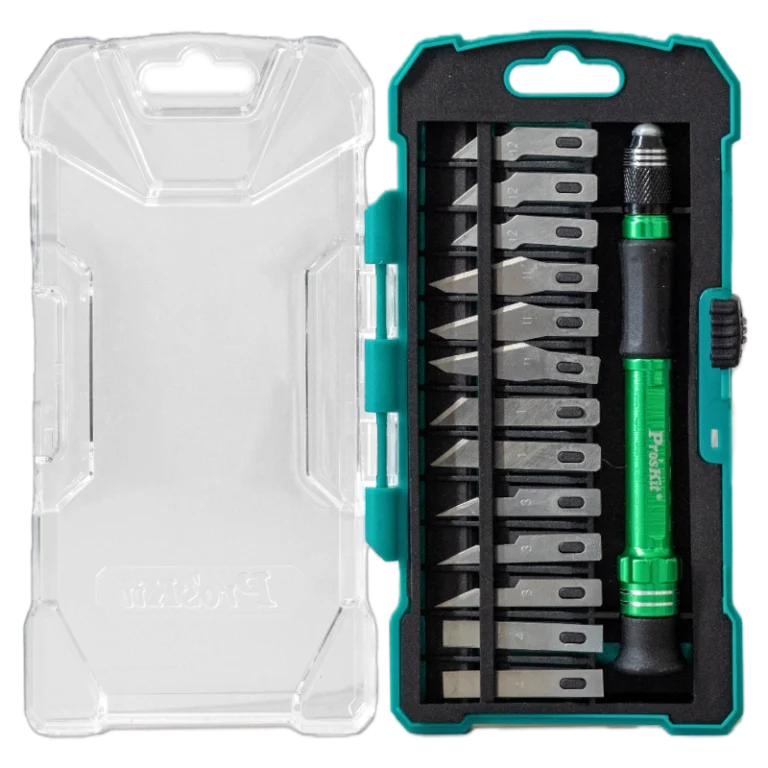 Precision Craft Knife Set with Assorted Blades Green Storage Case