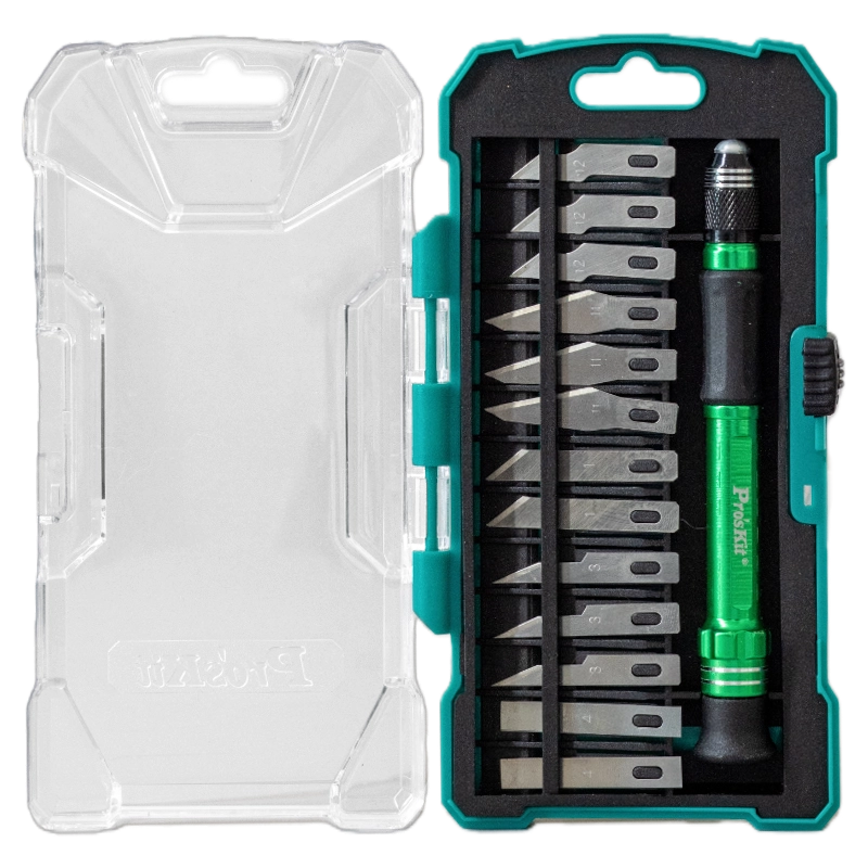 Precision Craft Knife Set with Assorted Blades Green Storage Case