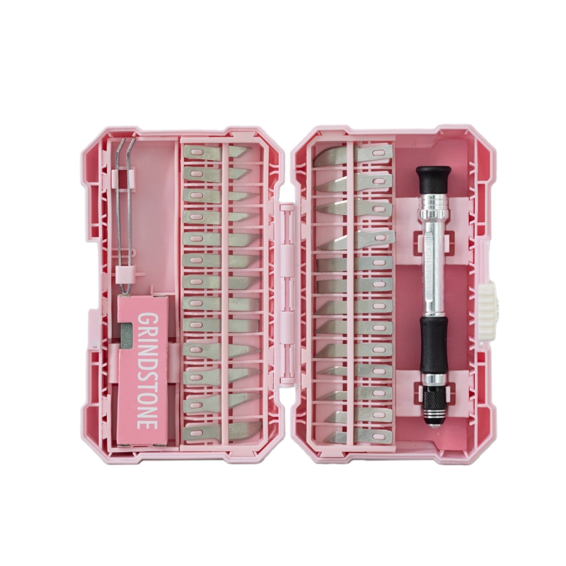 Precision Craft Knife Set with Assorted Blades Pink Storage Case