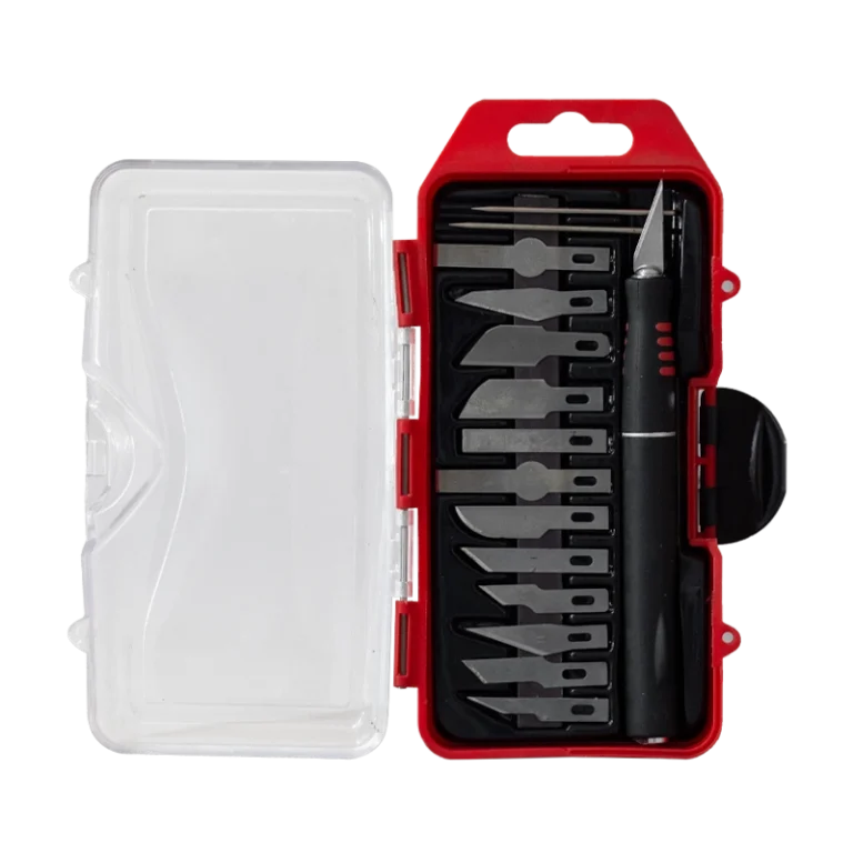 Precision Craft Knife Set with Assorted Blades Red Storage Case