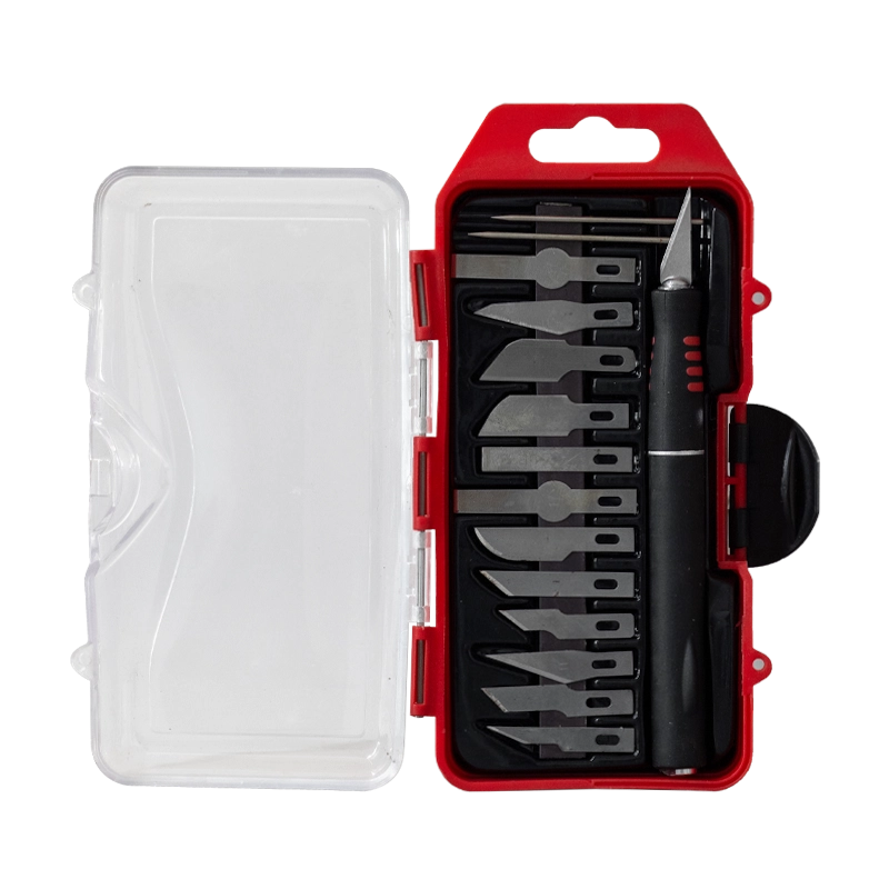 Precision Craft Knife Set with Assorted Blades Red Storage Case