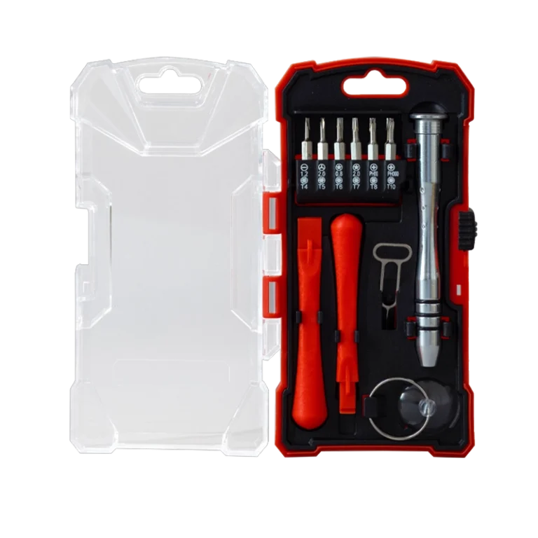 Precision Electronics Repair Kit with Pry Tools Red Storage Case