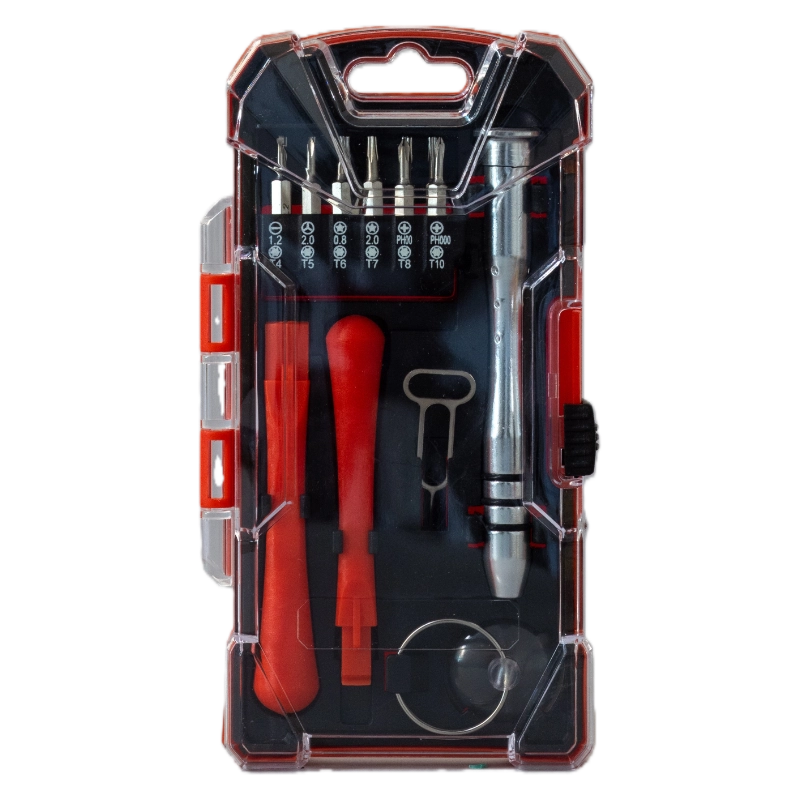 Precision Electronics Repair Kit with Pry Tools Red Storage Case